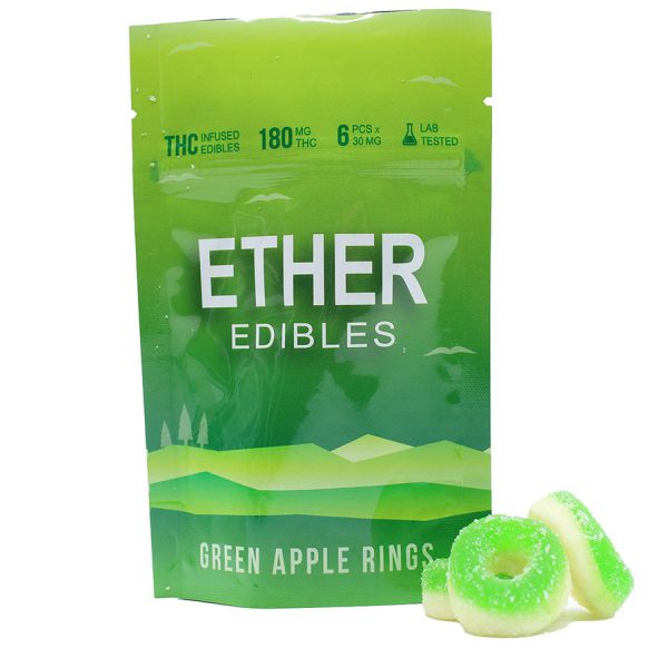 Ether Edibles - Green Apple Rings (180mg THC)