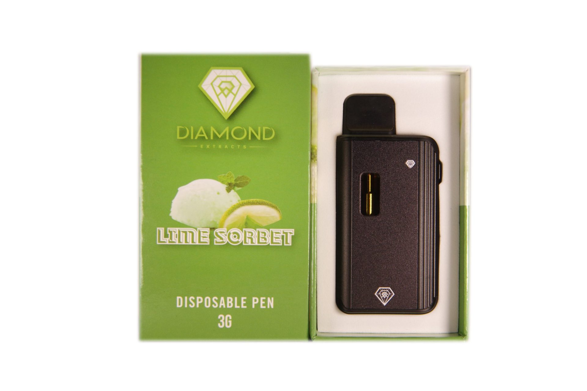 Diamond Concentrates Disposable Vape 3 Gram - Lime Sorbet (Indica)