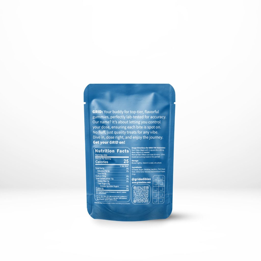 GRID – BLUE RASPBERRY 500MG THC GUMMIES - Image 2